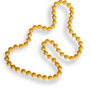 Vintage bright yellow molded plastic beaded necklace (no clasp, goes over head)